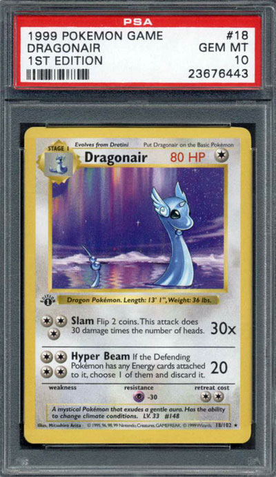 1999 Pokemon 1st Edition Base Dragonair PSA 10 Gem Mint #18