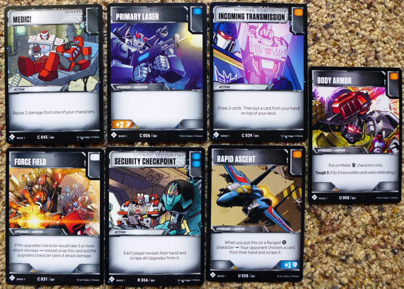 Start Your Engines R 068 Set of 3 Transformers Trading Card Game Cards 