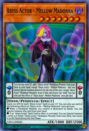 X3 YUGIOH ABYSS ACTOR LEADING LADY LED3-EN051 COMMON 1ST IN HAND