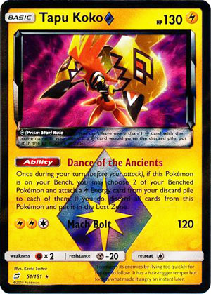 Pokemon Center 2019 Card shaped Tin Safety Pin Badge set Lightning Tapu Koko