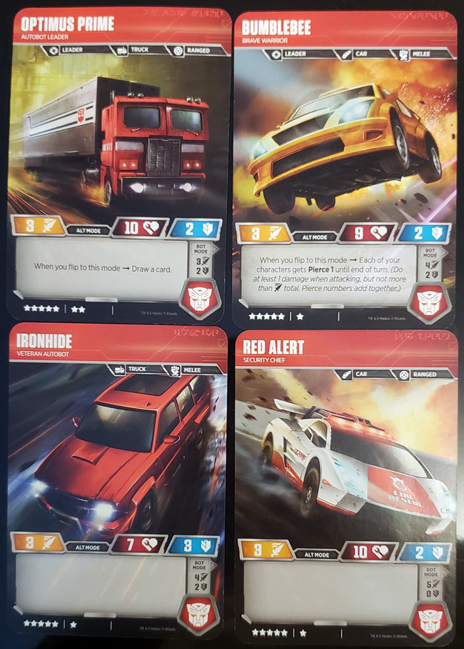 Transformers Character Cards Flipped