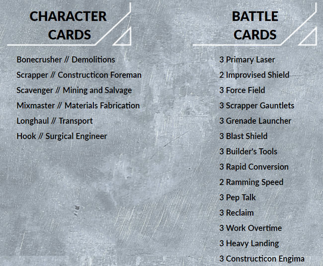 Devastator Battle Cards