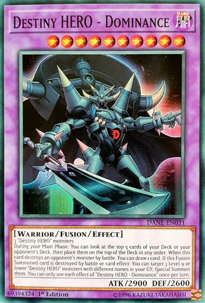 Yugioh japanese super rare card card destiny hero dominateguy Dane-jp031 ogc nm 
