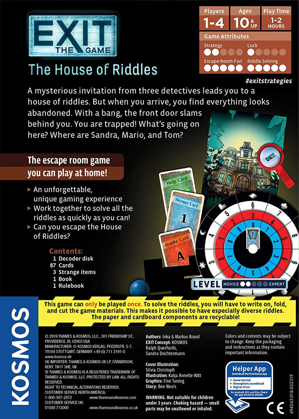 House of Riddles - Back of the Box