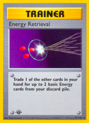 Very good condition Details about   X3 POKEMON Trainer Trading CARD 81/102 ENERGY RETRIEVAL 