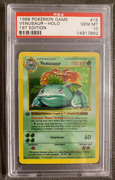 1999 Pokemon Base Set 1st Edition Venusaur GEM MINT PSA 10 #15-102