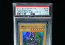 Strong PSA 7 Yugioh 1st Ed Dark Magician LOB-005 1st Ed Legend of Blue