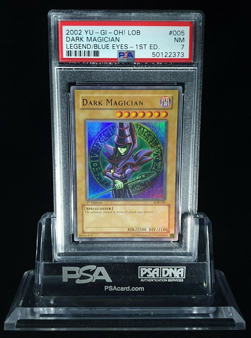 Strong PSA 7 Yugioh 1st Ed Dark Magician LOB-005 1st Ed Legend of Blue