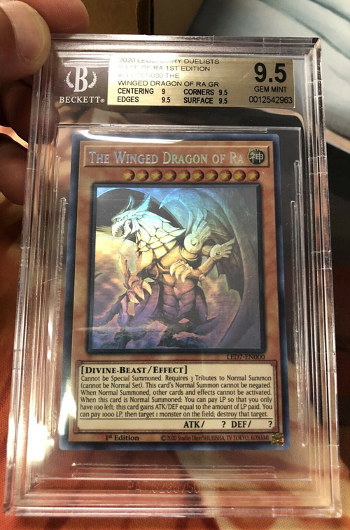 Yugioh The Winged Dragon Of Ra Ghost Rare LED-EN000 1st Edition Beckett 9.5 - $3,200