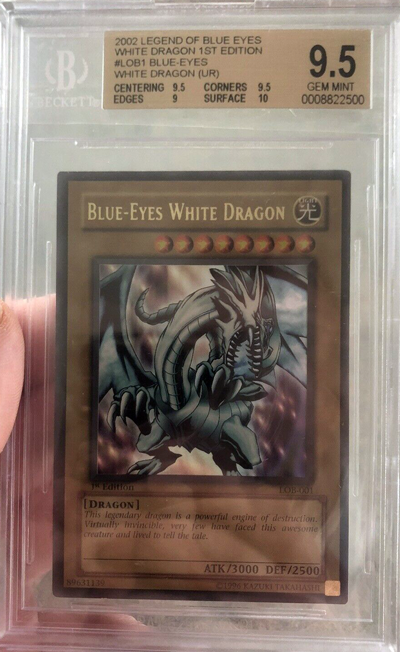 Blue Eyes White Dragon 1st Edition Beckett 9.5 LOB-001 
