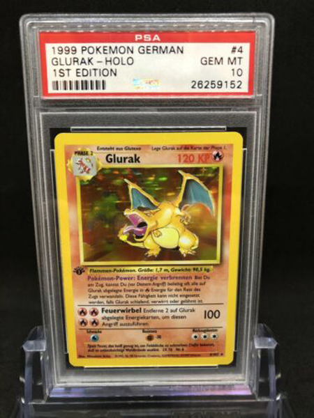 1999 Pokemon Base Set 1st Edition German Holo Charizard Glurak #4 PSA 10