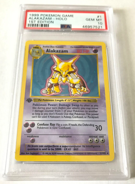 Pokemon PSA 10 Alakazam 1st edition Shadowless Base Set 1/102 Gem Mint Holo