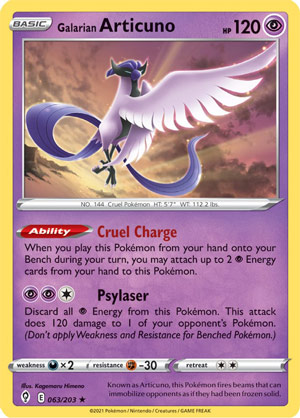 Galarian Articuno SWSH Black Star Promos, Pokémon