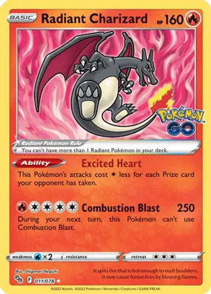 Carta Pokemon Charizard Radiante Pokemon Go Japonês